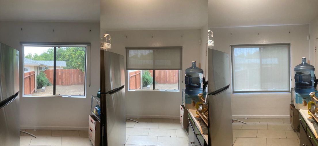 Kitchen Renovation in Sunland Home Featuring Custom Roller Window Shades