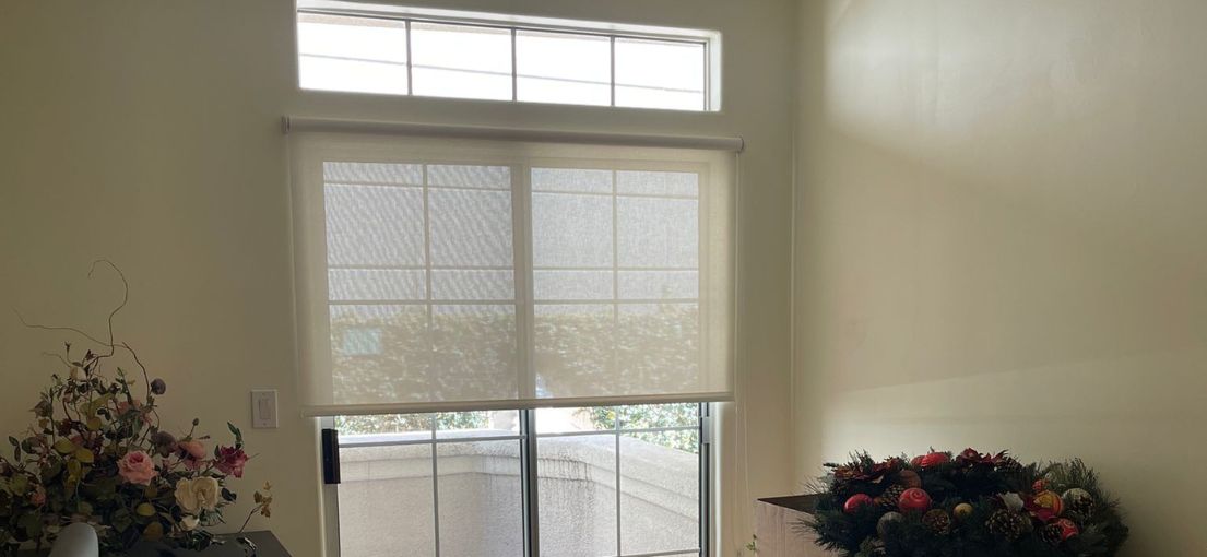 High-quality roller shade providing privacy in a newly remodeled Encino home office.